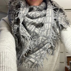 Gray Fringed Scarf